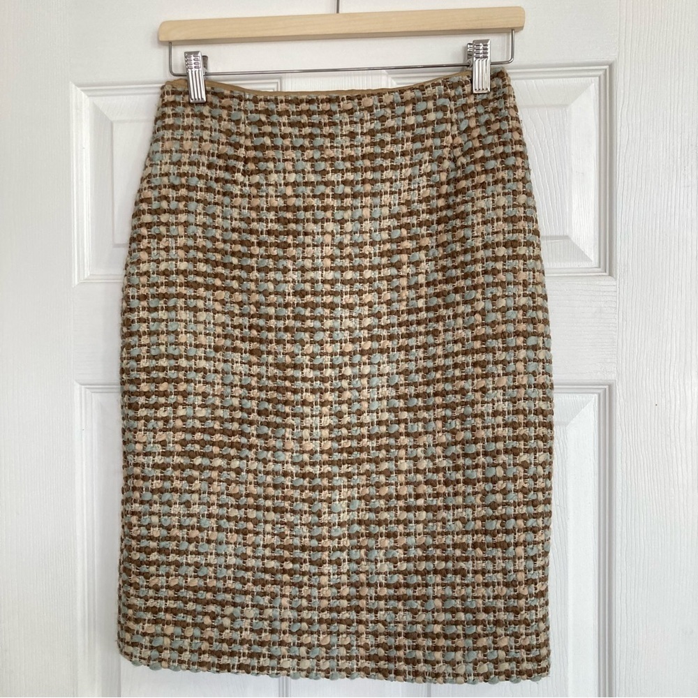 Lela Rose Wool Plaid Silk Lined Pencil Skirt, Size 4